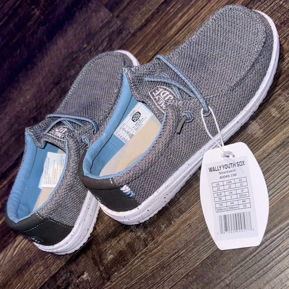 Hey Dude Kids Wally Youth Sox Gray Shoes